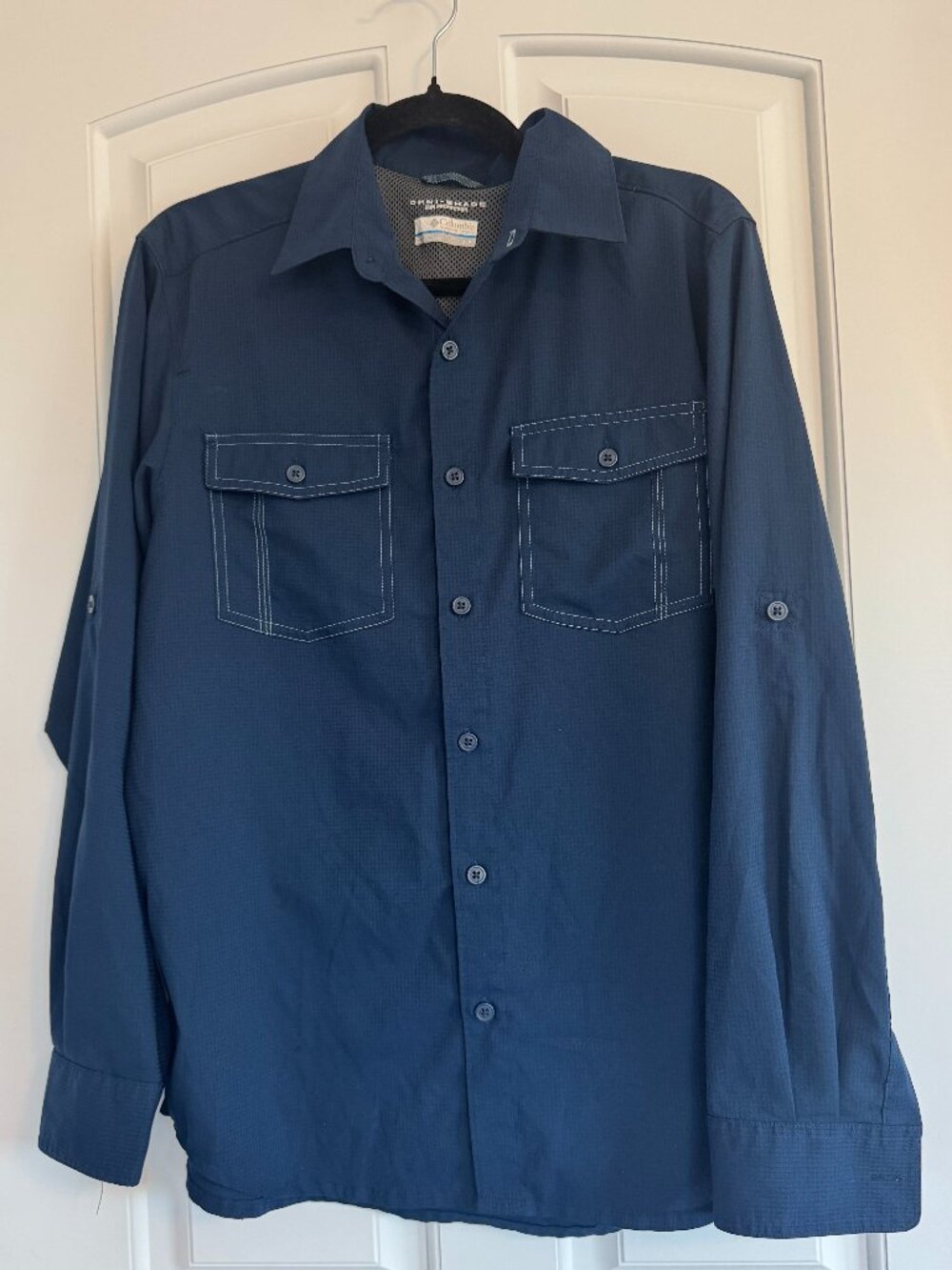 S Columbia Men's Tactical Long Sleeve Shirt Navy Blue Omni-Shade